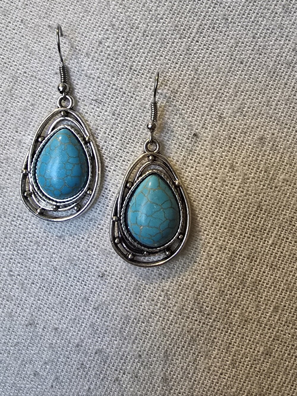 Turquoise Teardrop Dangle Earrings - Women's Jewelry